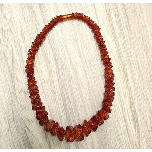 Vintage Baltic Amber Graduating Nugget Beaded Necklace 24" 155 gr